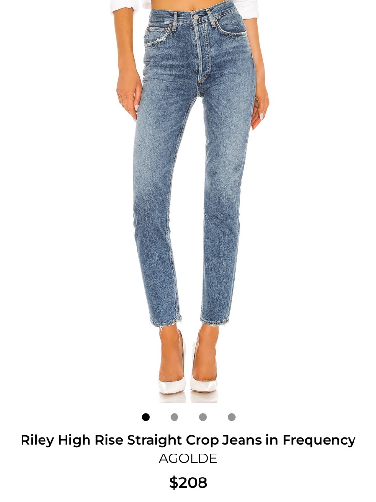 Agolde Riley High Rise Straight Crop Jeans - Mid Blue Wash